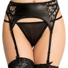 Plus Size Faux Leather Transparent Garter Belt