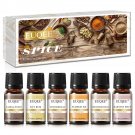 6PCS Spice Fragrance Oils - Pumpkin Pie, Bay Rum, Snickerdoodle, Sandalwood, Harvest Spice, Ginger