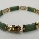 14 Karat Gold Green Jade Bracelet 7.5 Inch