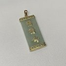 10K Gold Green Jade Good Luck Pendant