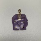 10K Gold Lavender Jade Elephant Pendant