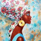African. Oil on Stretched canvas, signed.