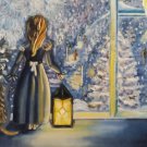 The holiday comes to us...Oil on Stretched canvas, signed.
