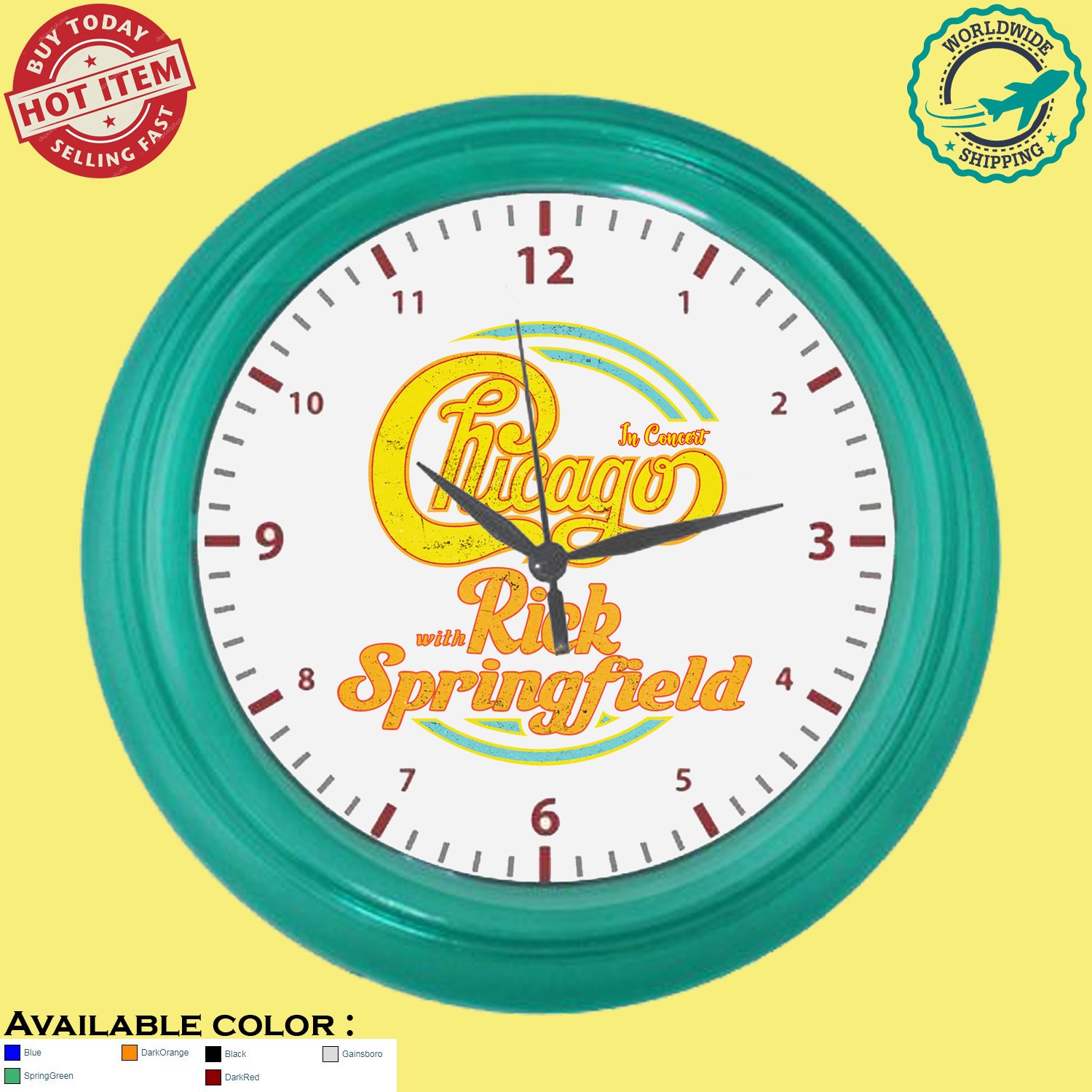 CHICAGO THE BAND, RICK SPRINGFIELD TOUR Concert Album Wall Clocks