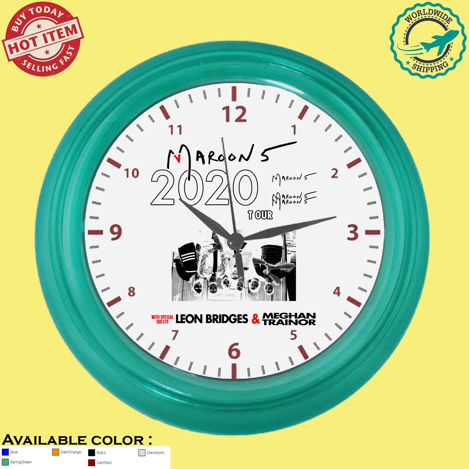 MAROON 5, LEON BRIDGES, MEGHAN TRAINOR TOUR Concert Album Wall Clocks