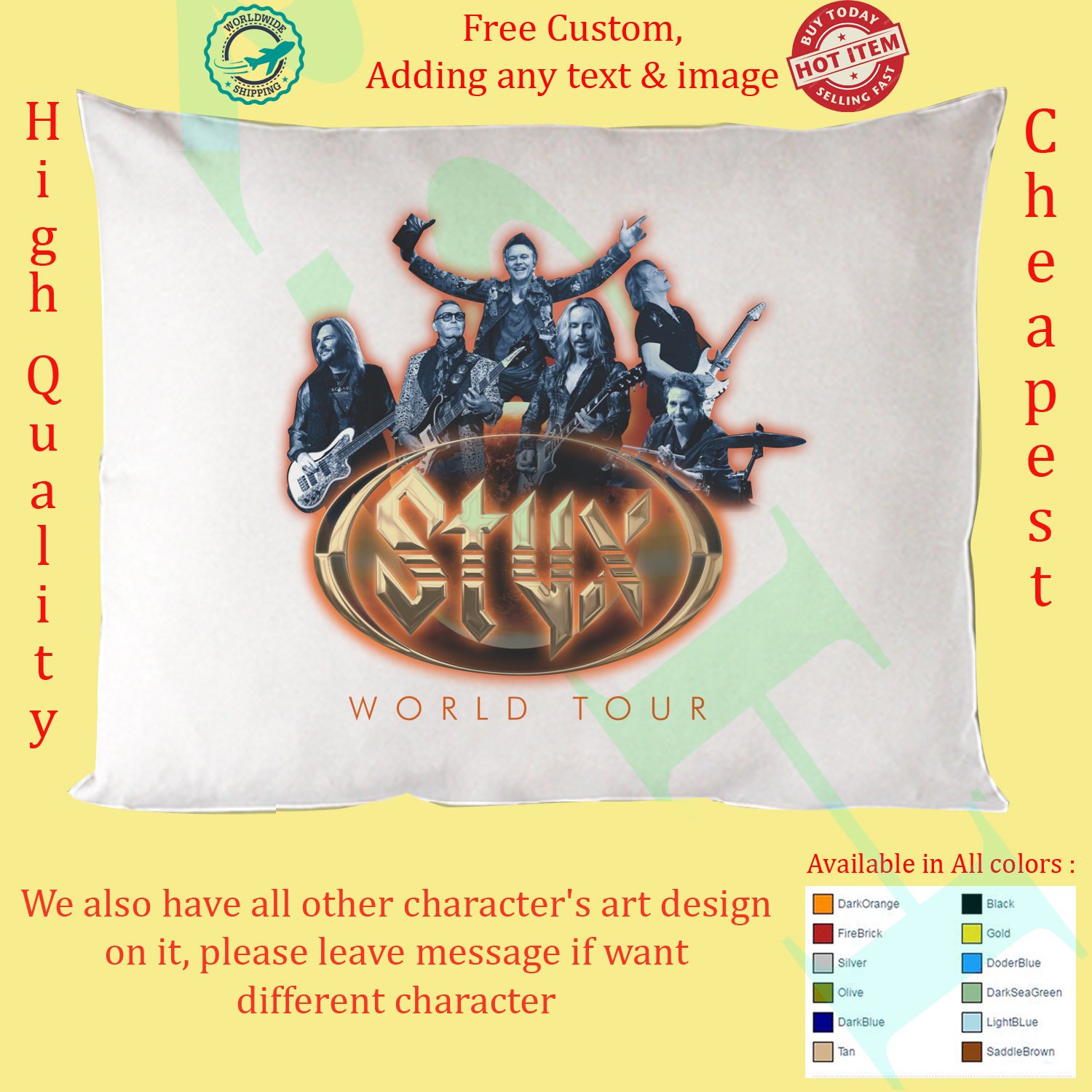 STYX - WORLD TOUR Concert Album Pillow Cases