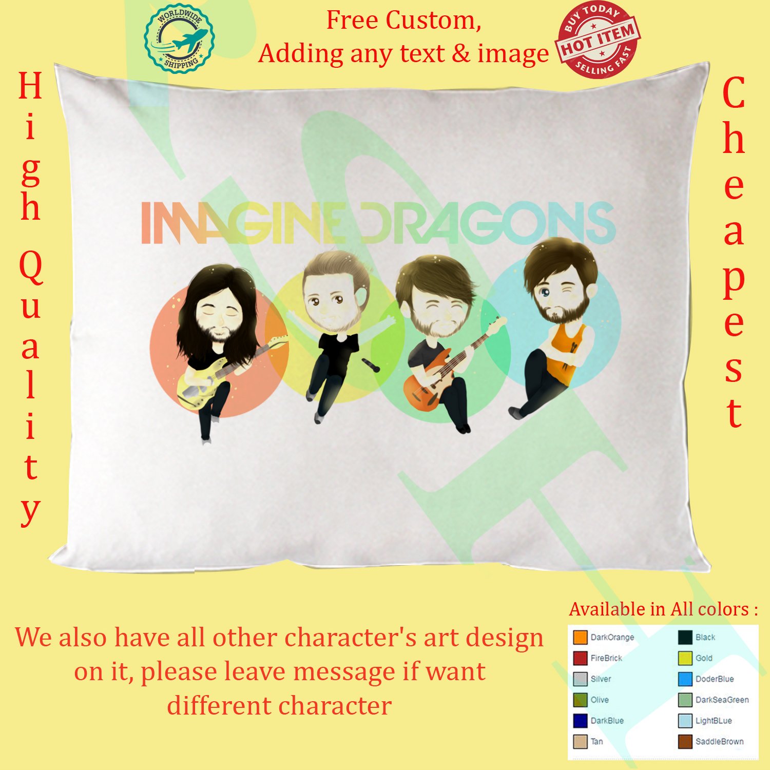 5 IMAGINE DRAGONS - ORIGINS Concert Album Pillow Cases