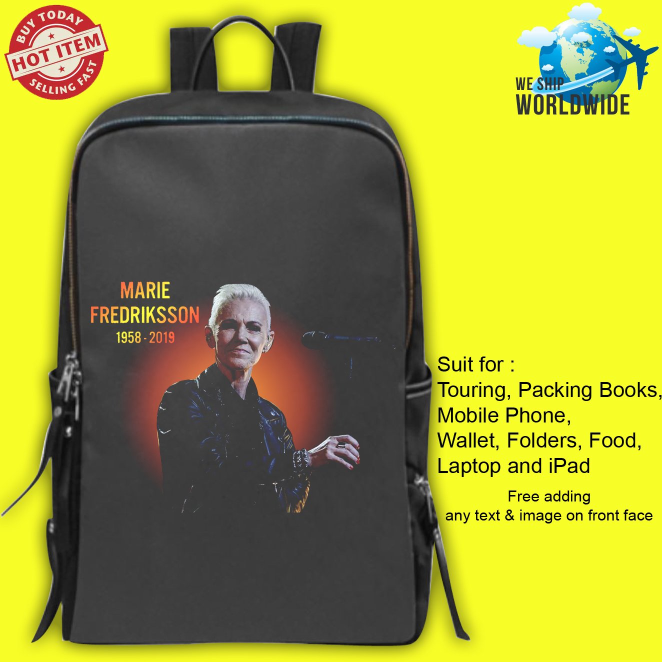 3 MARIE FREDRIKSSON - ROXETTE Concert Album Backpack Bags