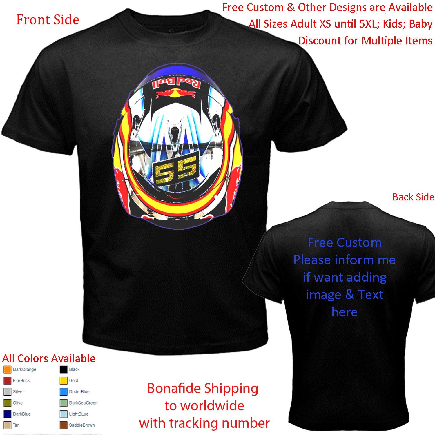 4 McLaren F1 Team Lando Norris Carlos Sainz Jr T-shirt S-5XL Kids Toddler