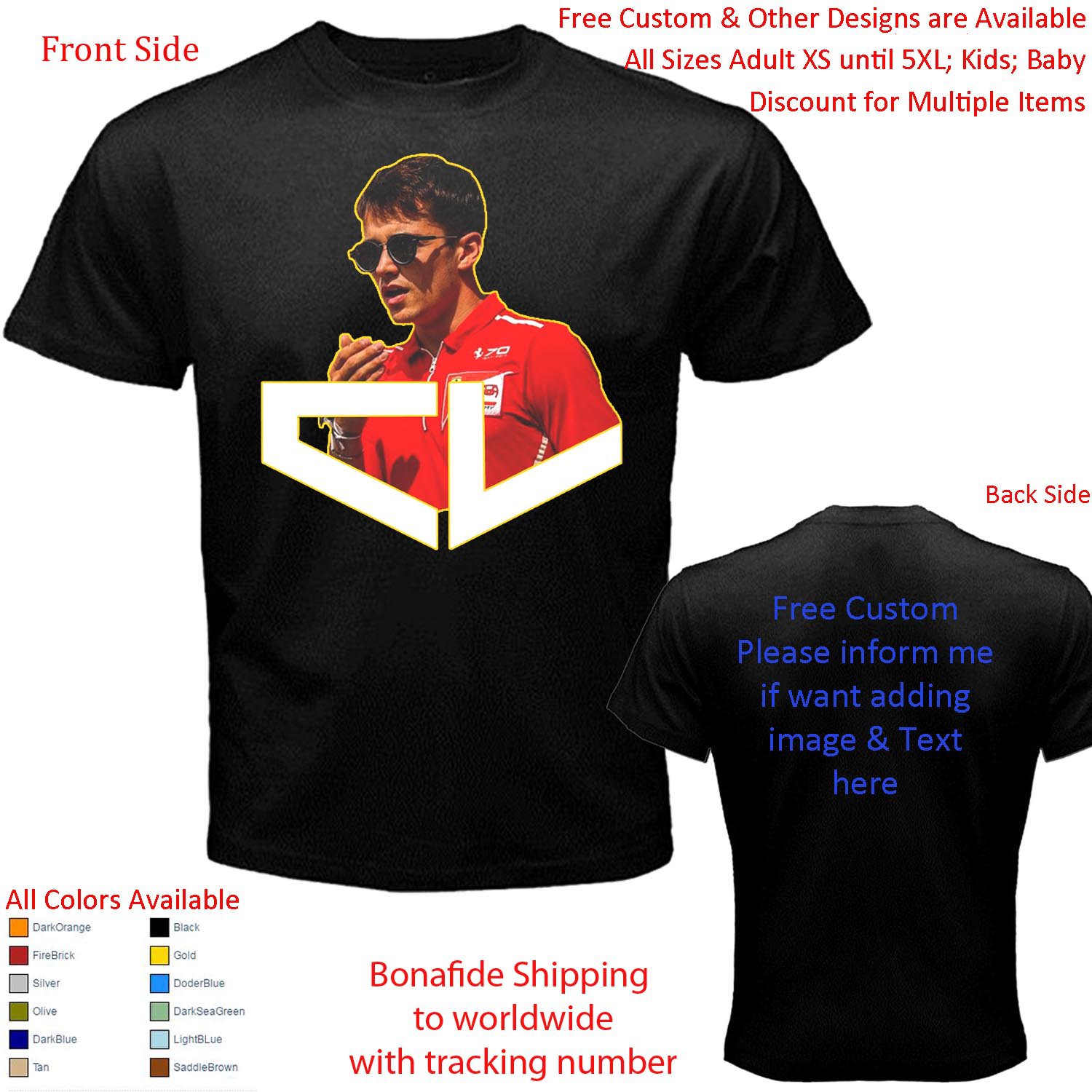 2 Scuderia Ferrari Mission Winnow Sebastian Vettel Charles Leclerc T-shirt S-5XL Kids Toddler