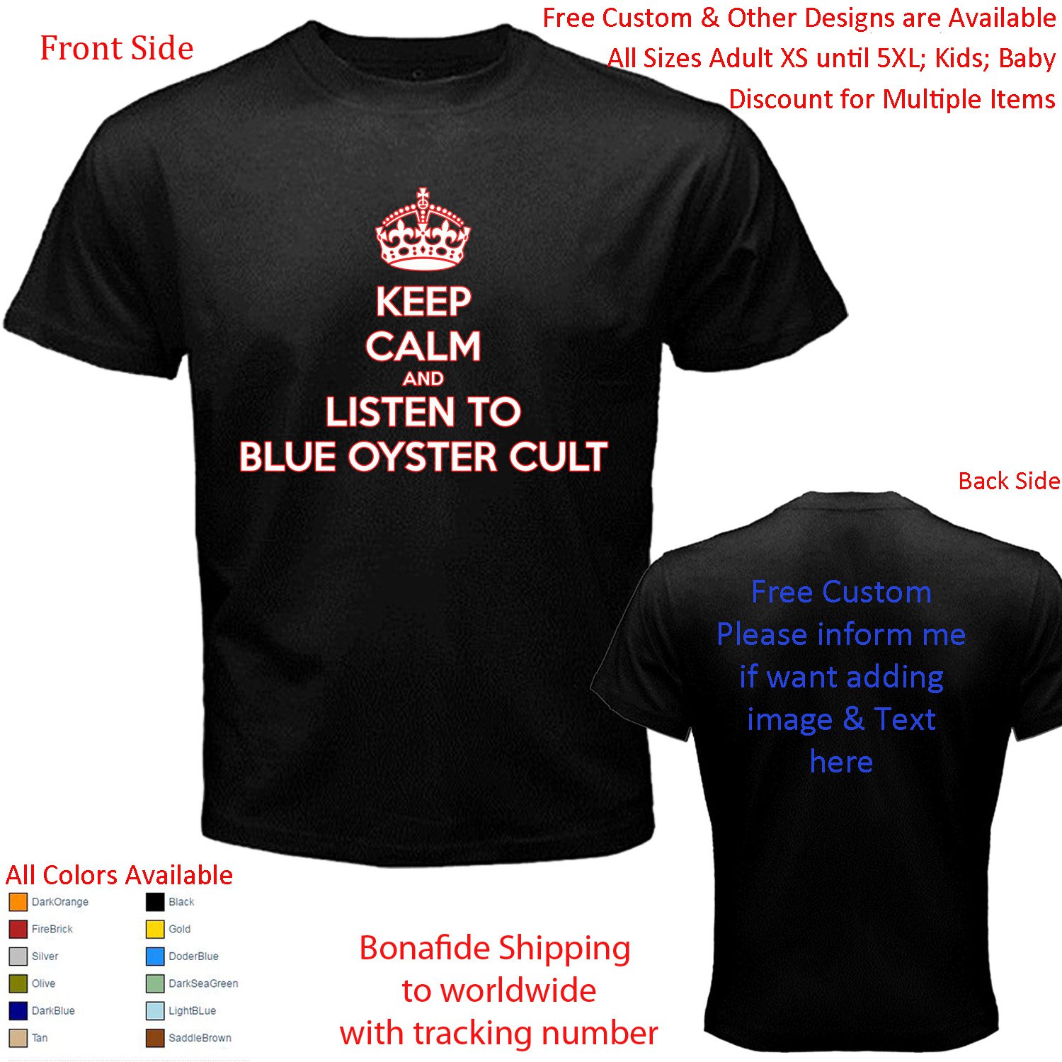5 Blue Oyster Cult Tour Concert Album T-shirt S-5XL Kids Toddler