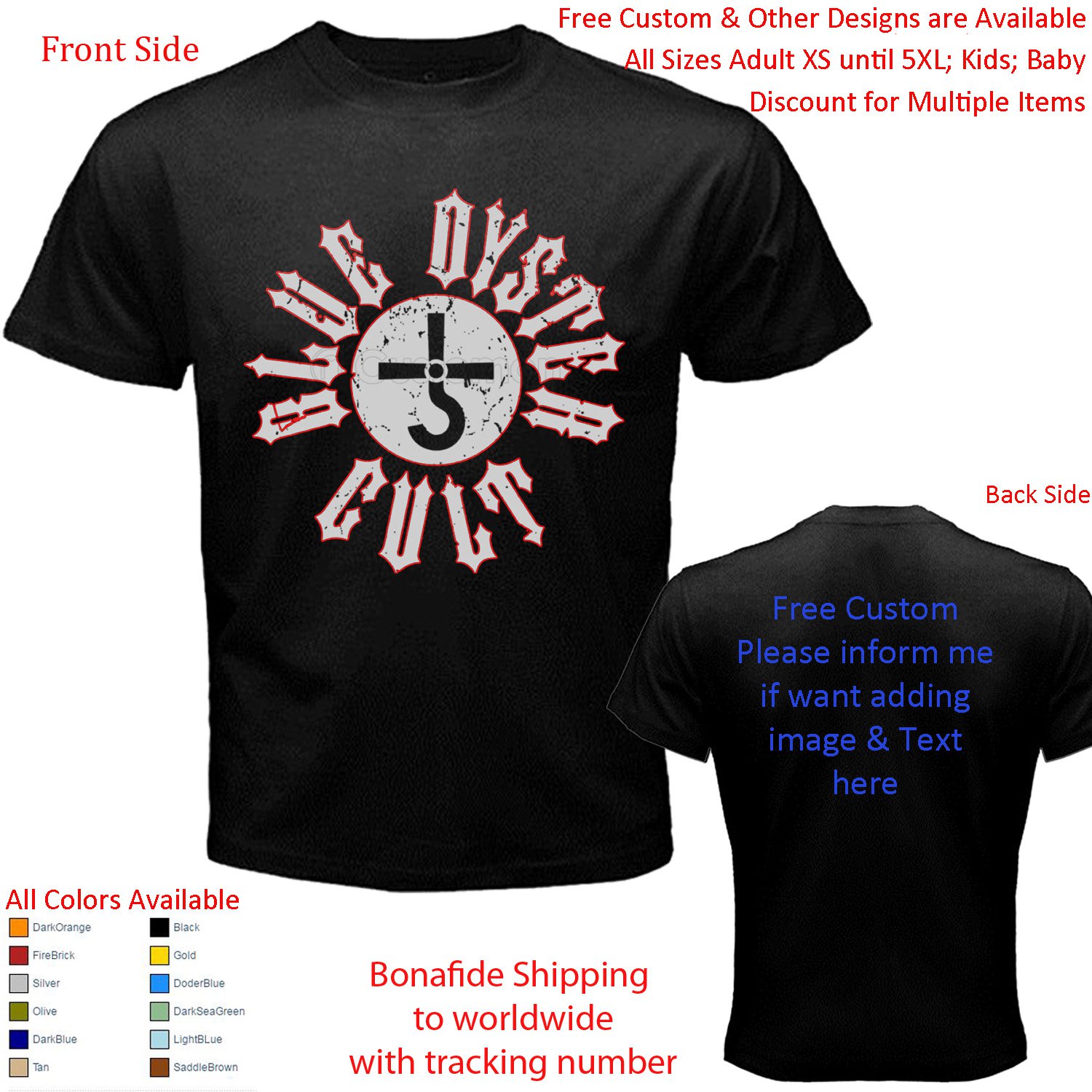 3 Blue Oyster Cult Tour Concert Album T-shirt S-5XL Kids Toddler