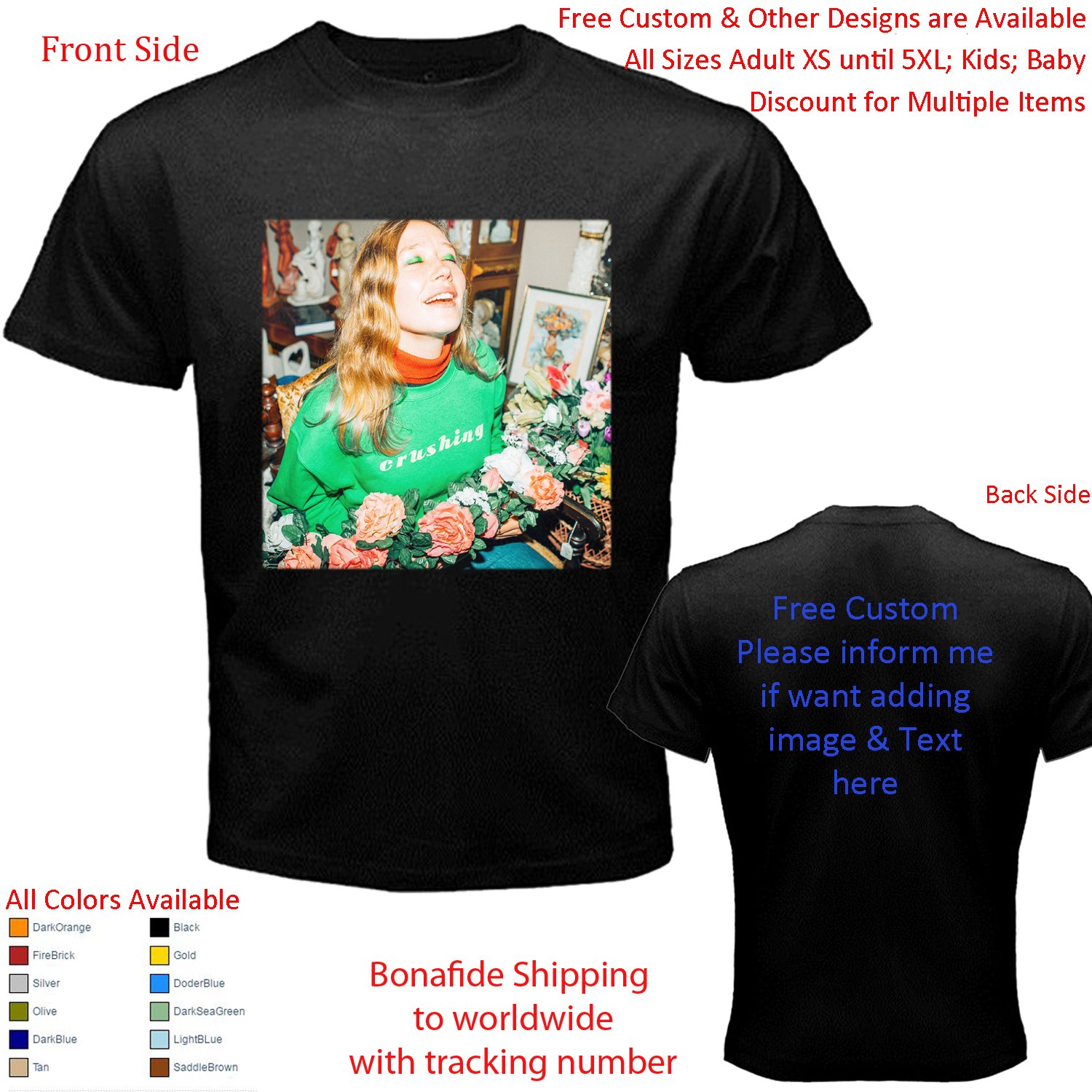 JULIA JACKLIN Tour Concert Album T-shirt S-5XL Kids Toddler