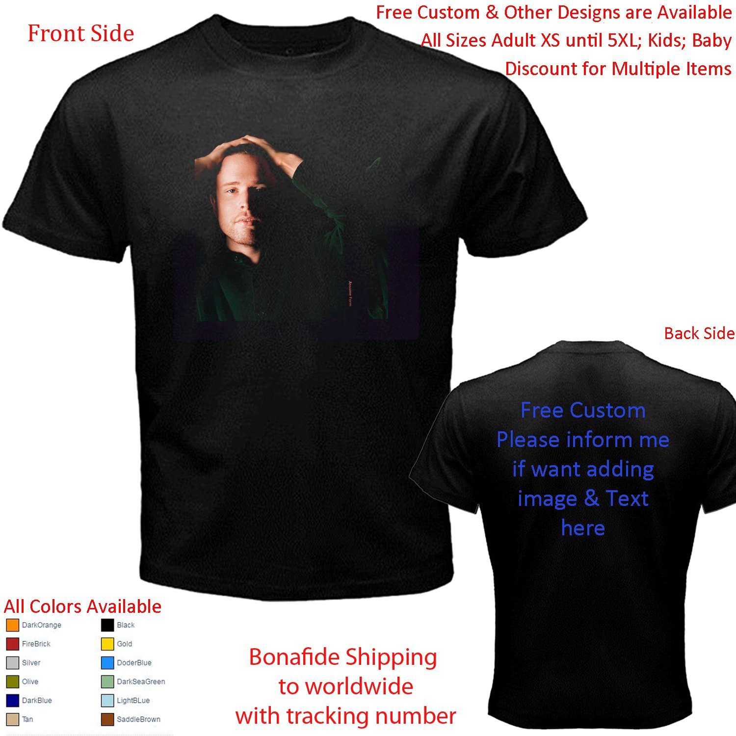 JAMES BLAKE Tour Concert Album T-shirt S-5XL Kids Toddler