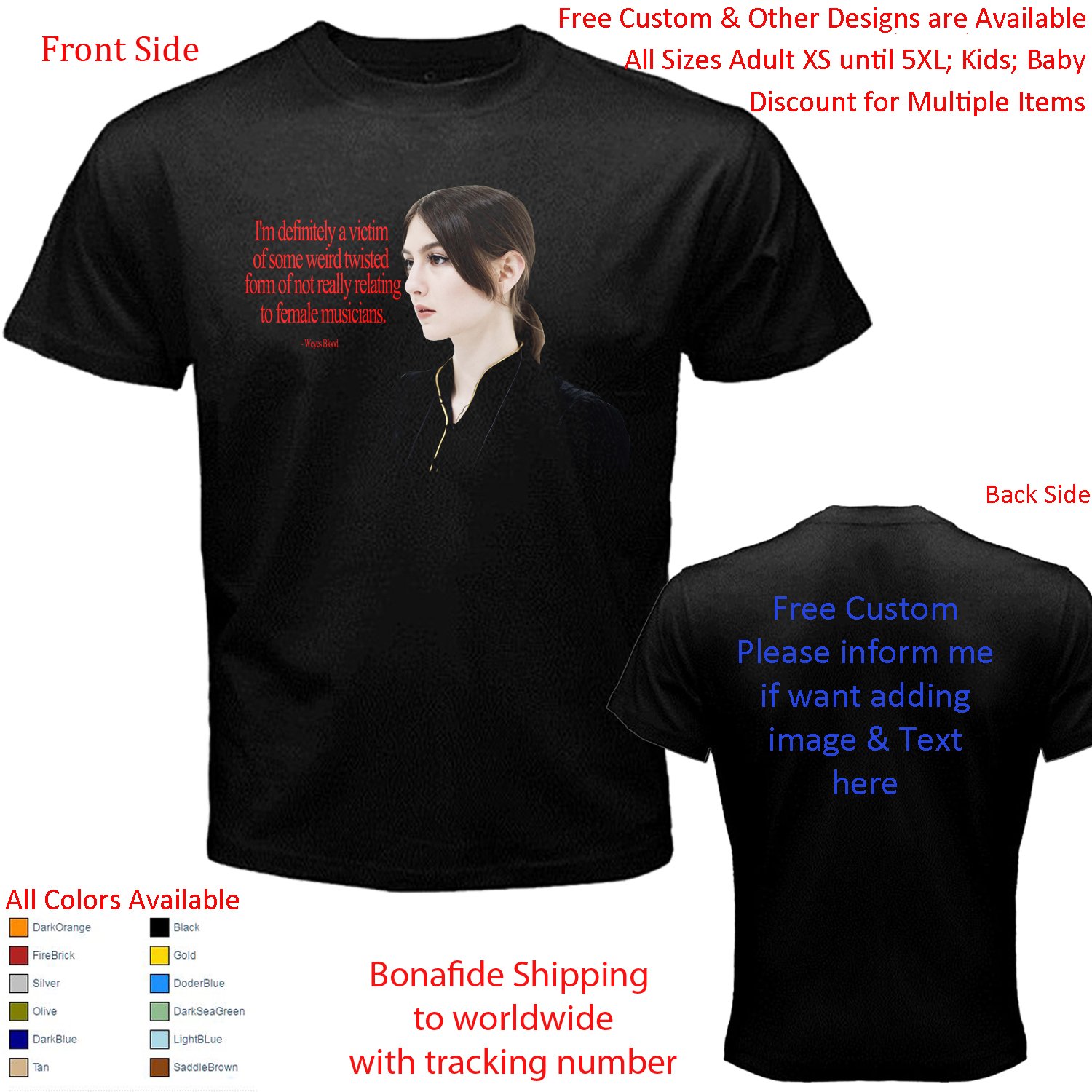 SHARON VAN ETTEN Tour Concert Album T-shirt S-5XL Kids Toddler
