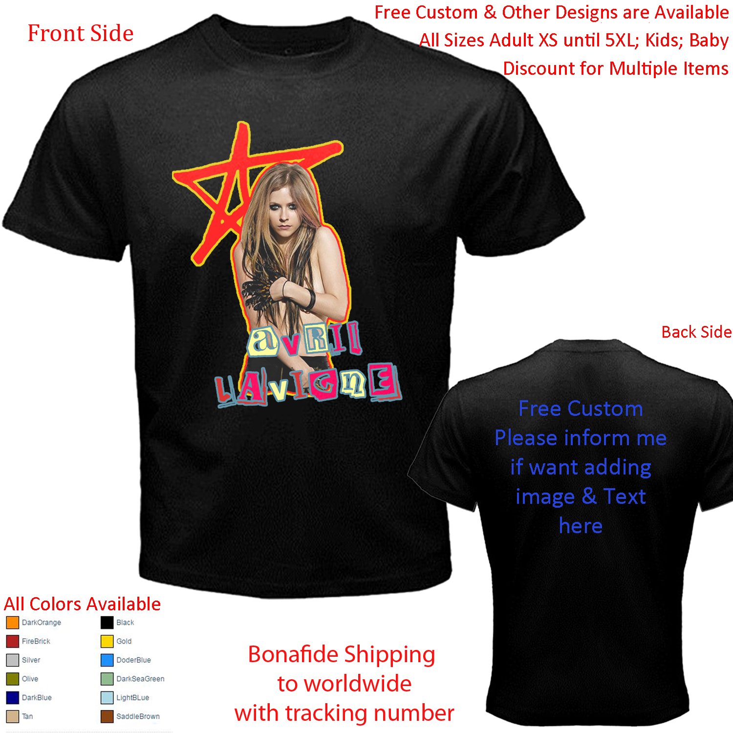 4 Avril Lavigne - Head Above Water Tour Concert Album T-shirt S-5XL Kids Toddler