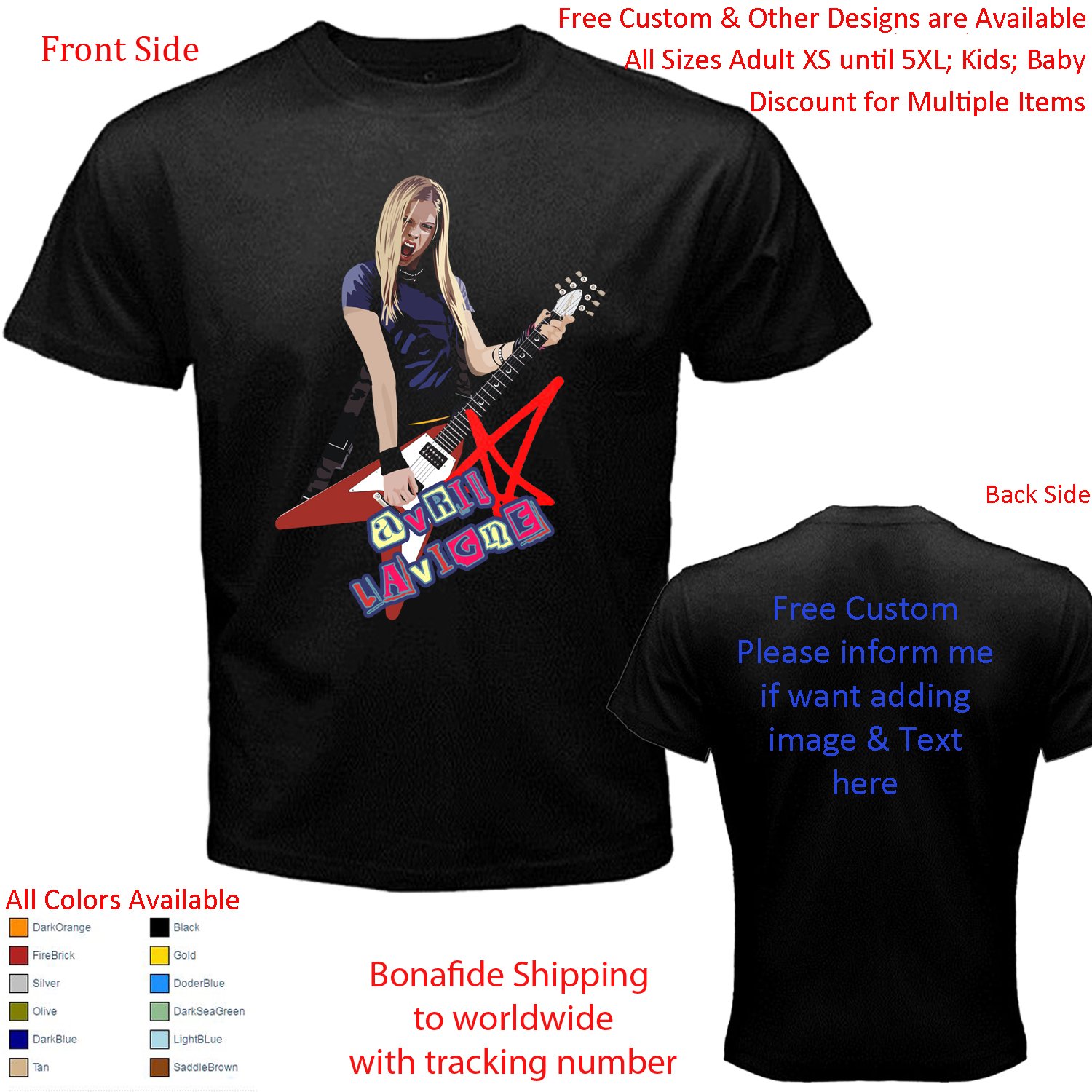 1 Avril Lavigne - Head Above Water Tour Concert Album T-shirt S-5XL Kids Toddler