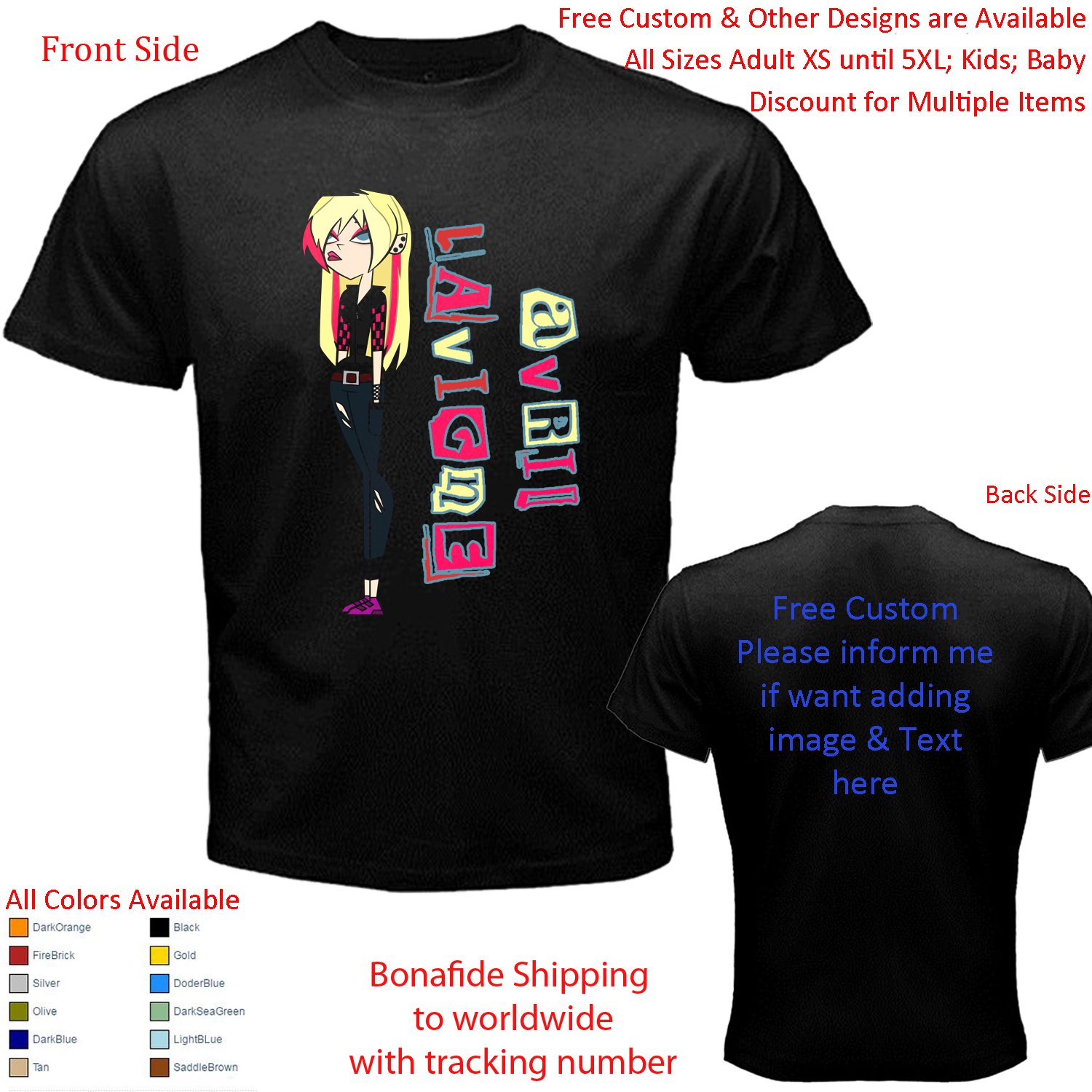 2 Avril Lavigne - Head Above Water Tour Concert Album T-shirt S-5XL Kids Toddler