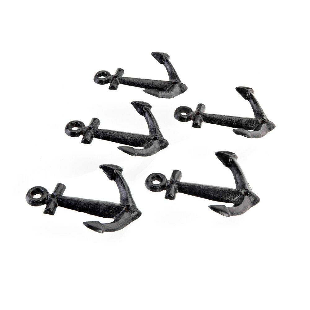 5pcs Sharp Anchor Style Cast Iron Wall Mount Coat Hooks Hat Hook Hall Tree