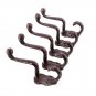 Lot 5 Cast Iron Snake Style Hook Coat Hat Key Wall Hooks Restore Brownish Red