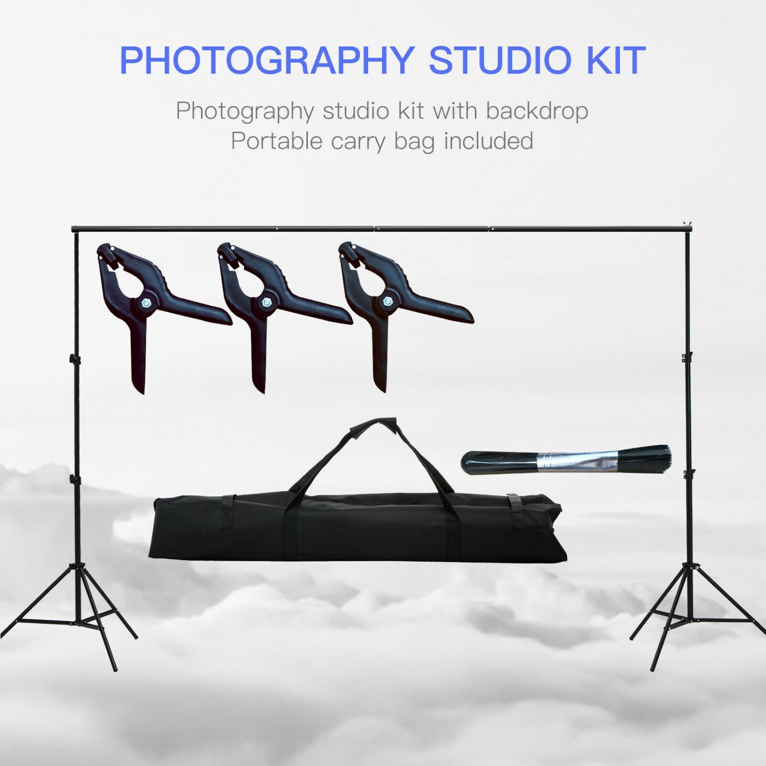 Adjustable10ft Photography Background Support Stand Photo Backdrop Crossbar Kit