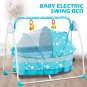 Electric Baby Auto Swing Cradle 5 Speed Safe Crib Infant Rocker Cot Mat RC Blue