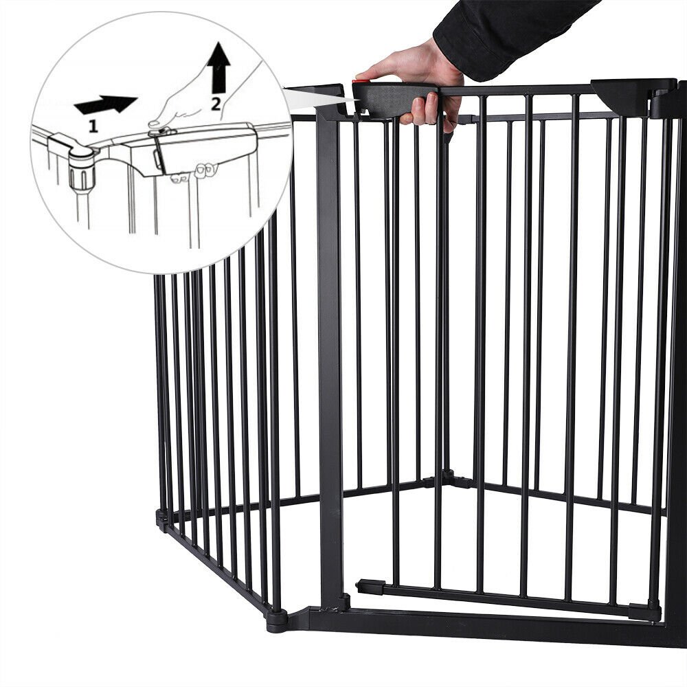6PCS Baby Safety Fence Hearth Gate BBQ Fire Gate Fireplace Metal Iron Black