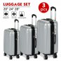 3PCS Luggage Set Travel Bag ABS Spinner Suitcase w/ TSA Lock Silver 20"" 24"" 28""