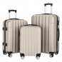 Hardside 3 Piece Nested Spinner Suitcase Luggage Set With TSA Lock Gray