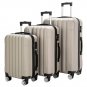 Hardside 3 Piece Nested Spinner Suitcase Luggage Set With TSA Lock Gray