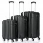 3 PCS Luggage Travel Set Bag ABS Trolley Hard Shell Suitcase w/TSA lock Black