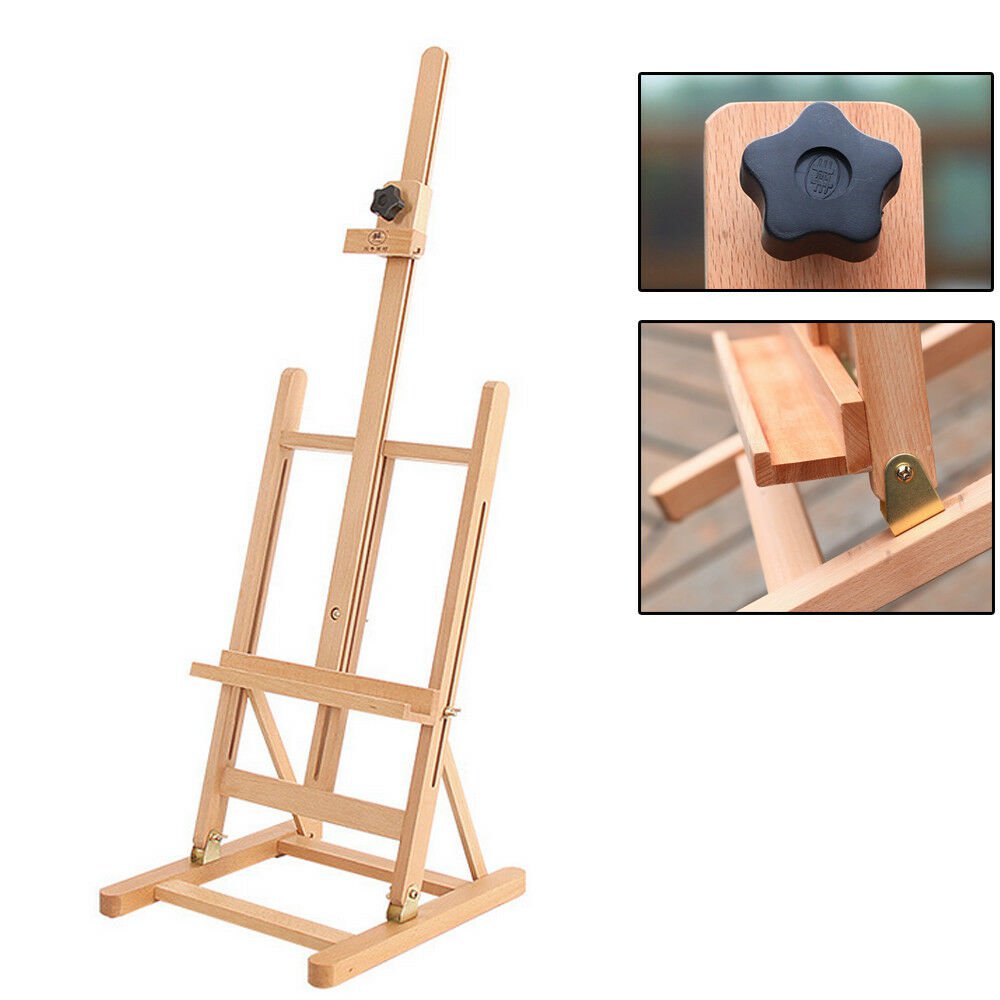 Art Supply Adjustable Easel Beech Tabletop H-Frame Studio Artist Wood Portable