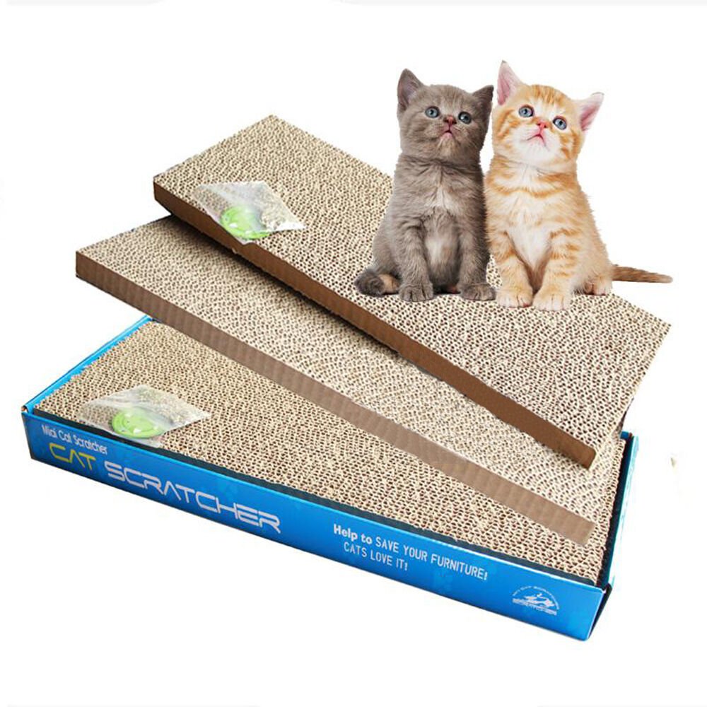 2pcs Pet Cat Scratching Corrugated Board Scratcher Bed Pad Toy with Catnip