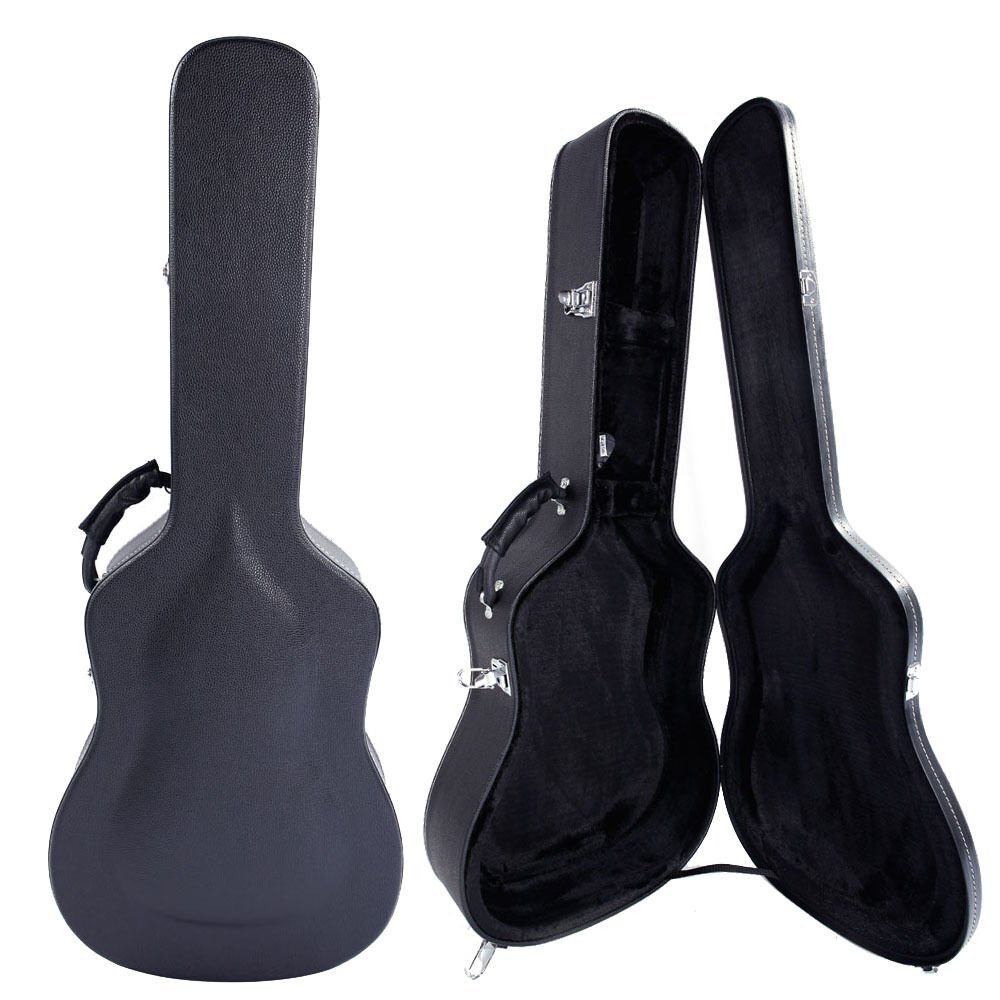 41"" Arched Simple Style Acoustic Guitar Hard Shell Case Black