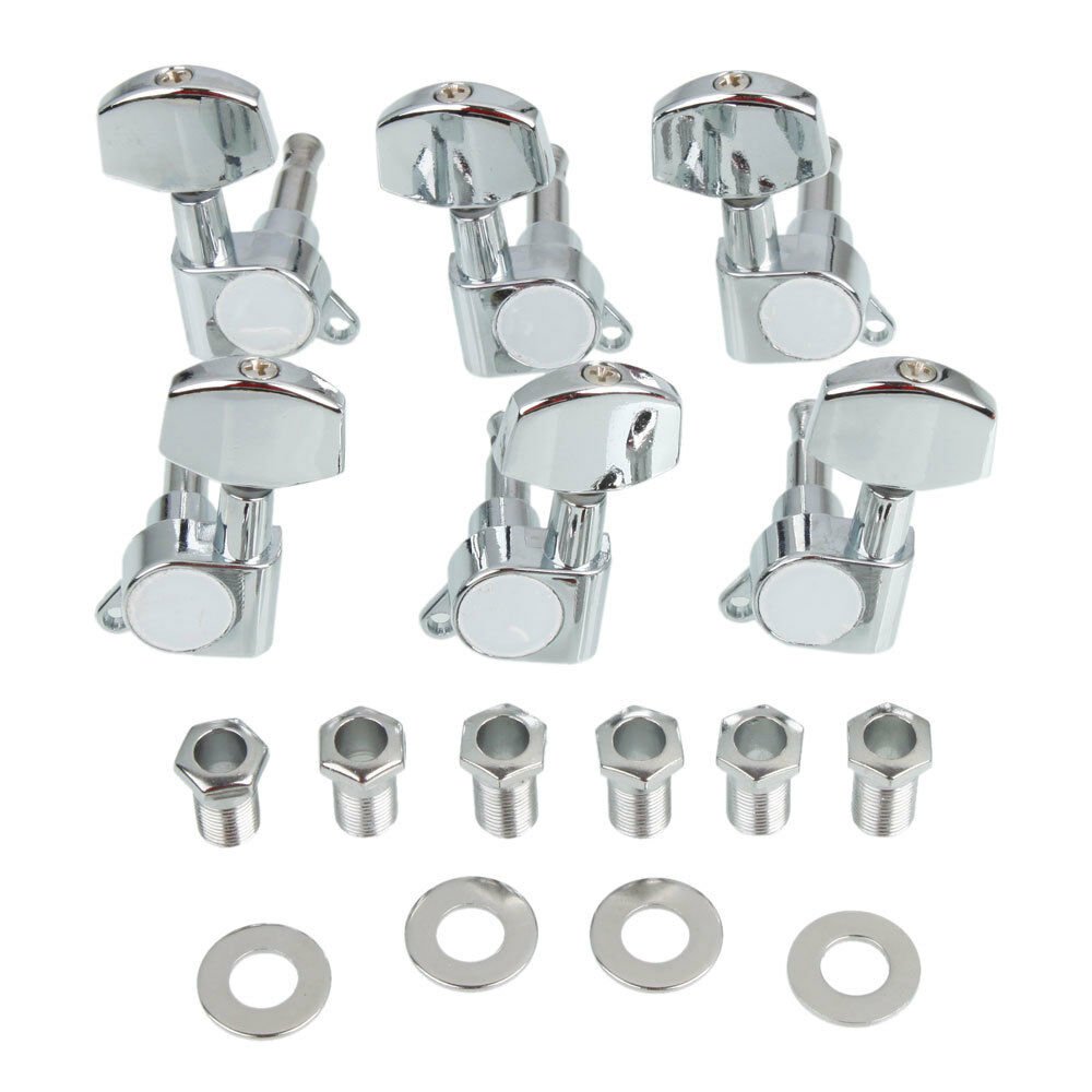 6 Chrome Guitar String Tuning Pegs Tuners Machine Heads