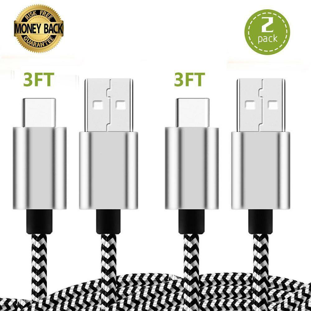 New Type USB C Cable 3Pack 3FT Nylon Braided Type Lightning Cable USB A