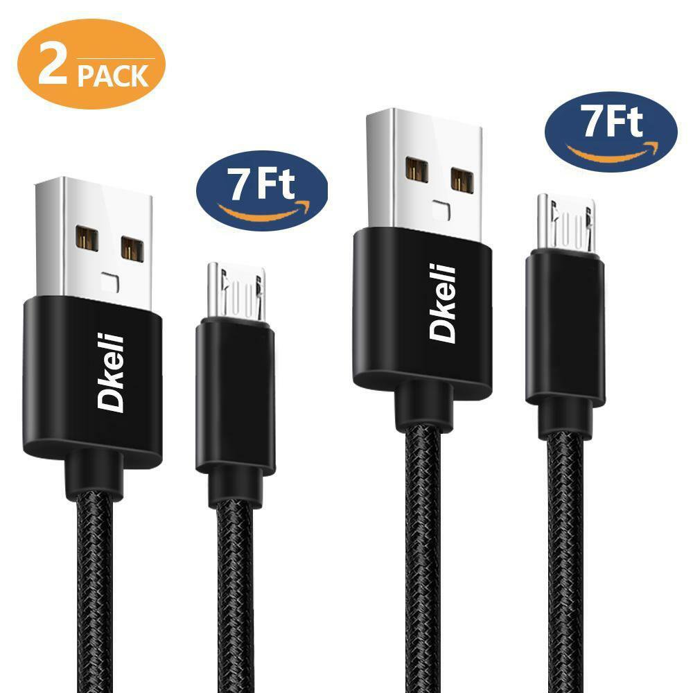 Micro USB Android Cable,Fast Charger Durable Nylon Braided (2pack,7FT x 2)