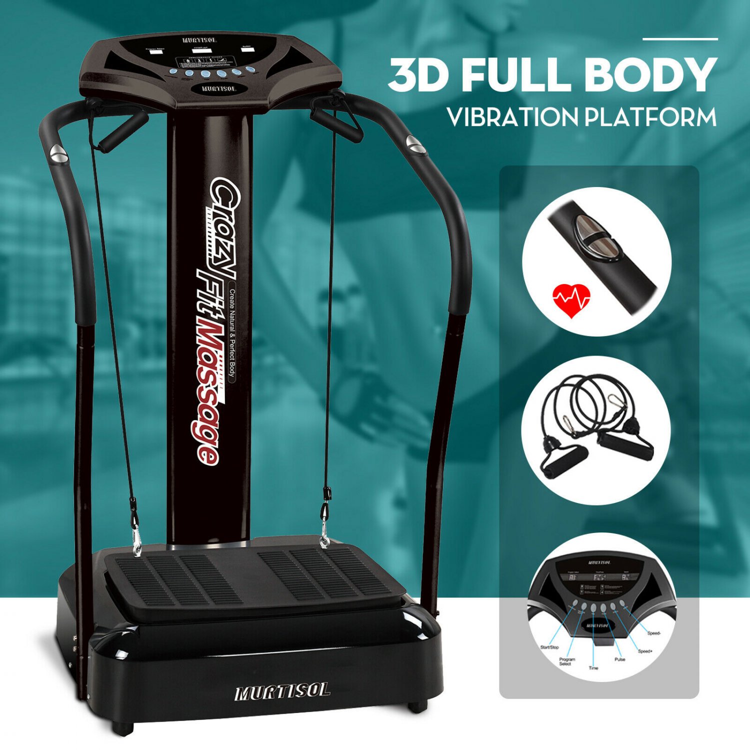1.0HP 3D Whole Body Vibration Platform Exercise Machine Fitness With