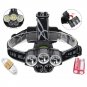80000LM 5x LED Headlamp Headlight Rechargeable Light+USB Cable+18650 Battery