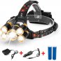 80000LM 5-LED Zoom LED Rechargeable 18650 Headlamp Head Light Torch Charger US