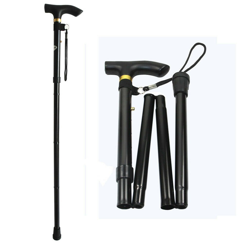 Height Adjustable Walking Stick Trekking Poles Folding Aid Cane for Travel