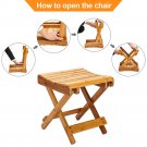 Durable Anti-Slip Bamboo Bath Stool Seat w/ Storage Shelf For Kids Safety Wood