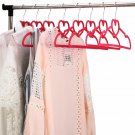 10PCS Non Slip Velvet Clothes Suit/Shirt/Pants Hangers Rose Red