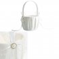 Beautiful Satin Bowknot Pearl Flower Girl Basket Wedding Home Party Ivory