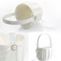 Hot Satin Bowknot Pearl Flower Girl Basket Wedding Ceremony Party Ivory Decor US