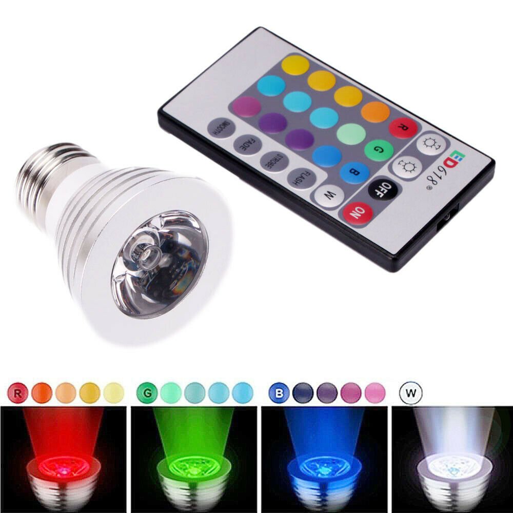 3W E27 16 Color LED Magic RGB Spot Light Bulb Lamp w/ Wireless Remote Control US