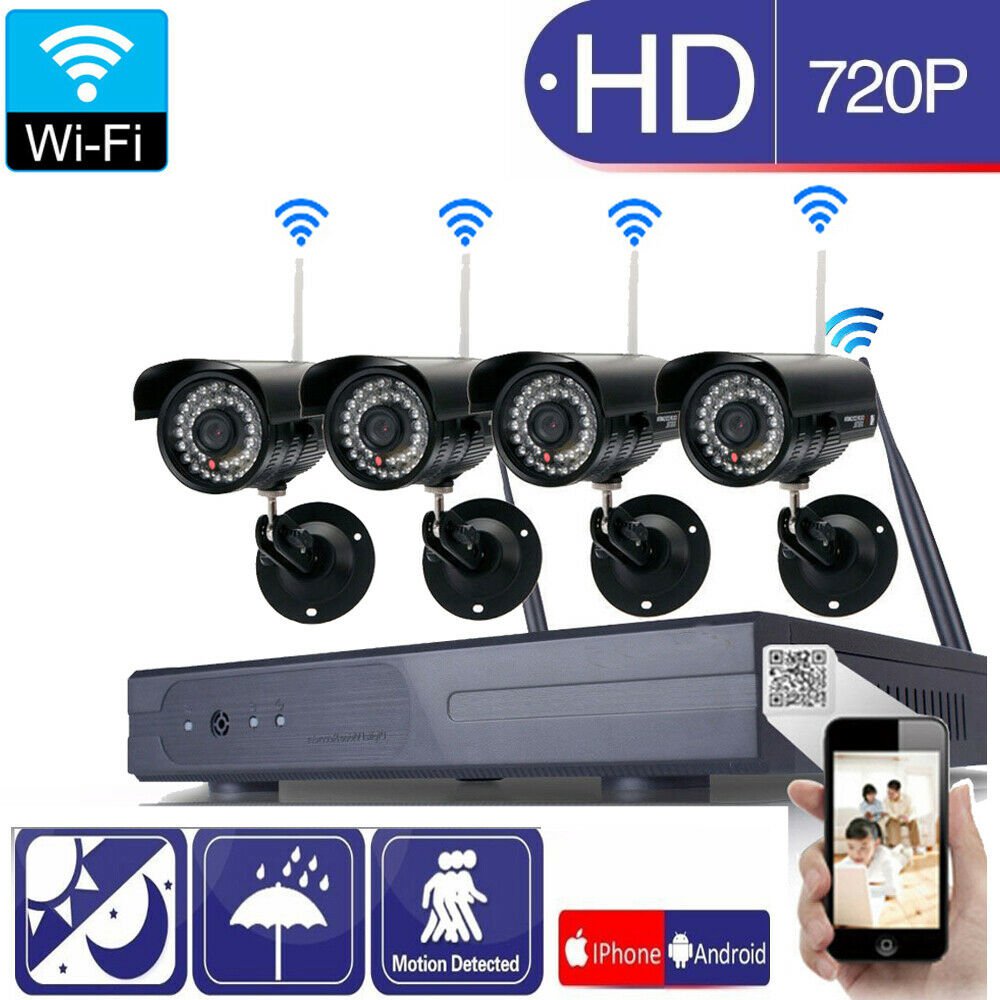Wireless 8CH CCTV H.264 NVR 720P Outdoor WIFI IR-CUT Camera Home Security System