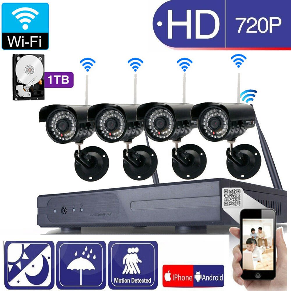 Wireless 1080P 8CH NVR Kit 1MP HD CCTV WIFI IR-CUT Camera Security System 1TB