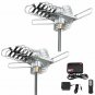 Lot2 150Miles Outdoor TV Antenna motorized Amplified HDTV High Gain 36dB UHF VHF