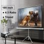 100"" Tripod HD Projector Screen Projection Manual Pull Up Portable Stand